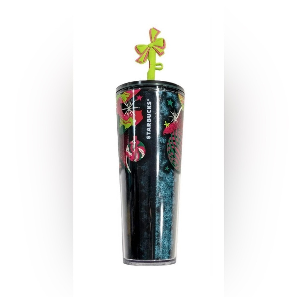 STARBUCKS Tumbler 2023 Holiday Ribbon With Bow Straw Topper - Picture 6 of 6